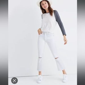 Madewell distressed Cali Demi boot jeans in pure white